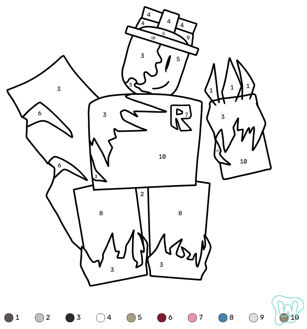 colorear páginas de John Doe Roblox coloring by number