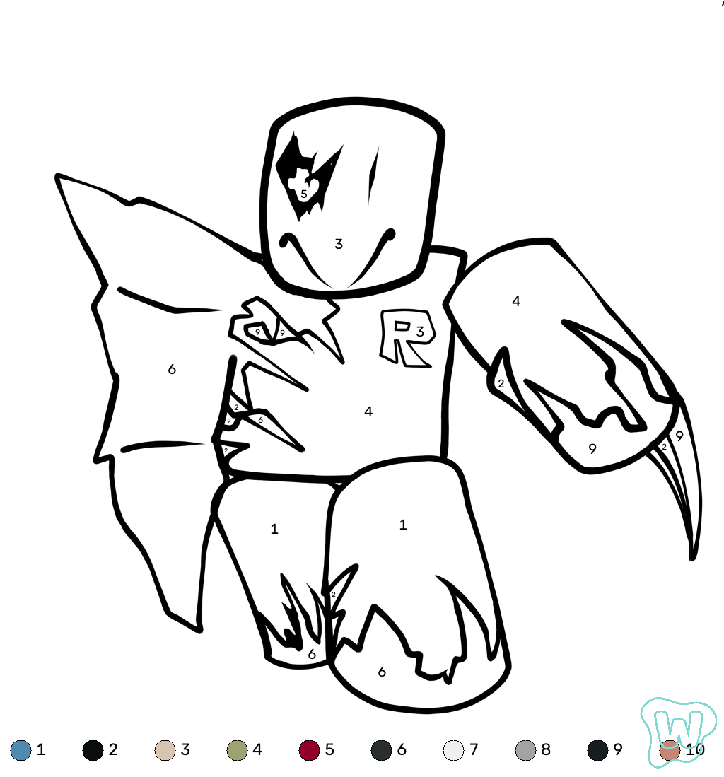 John Doe Roblox coloring by number colorear y Imprimir PDF