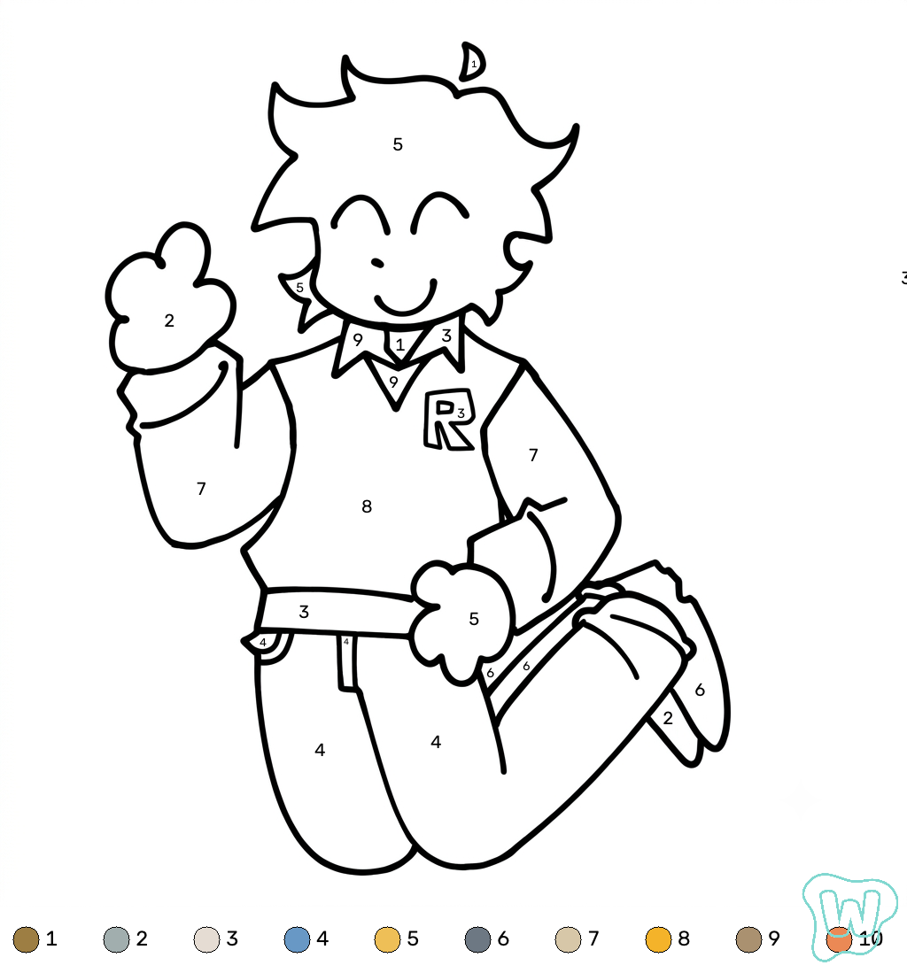 John Doe Roblox coloring by number páginas para colorear para adultos