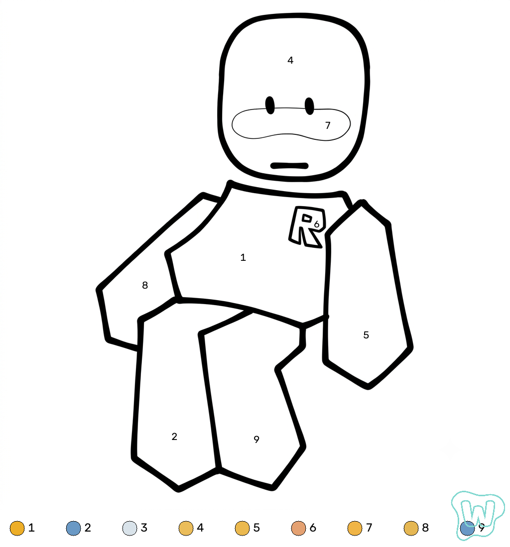 páginas para colorear gratis John Doe Roblox coloring by number