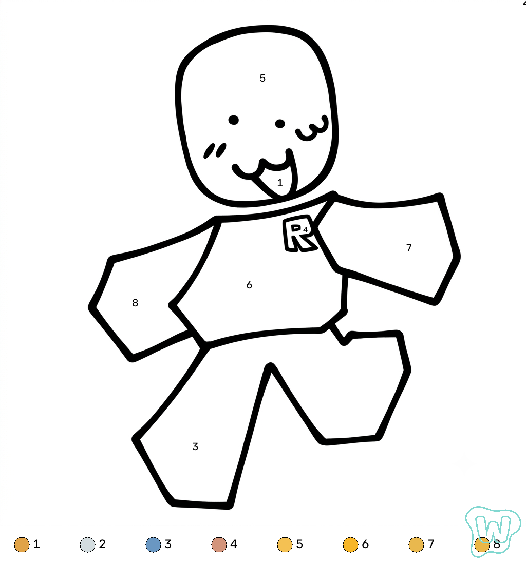 páginas para colorear John Doe Roblox coloring by number imprimibles