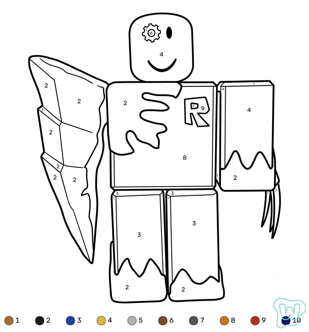 páginas para colorear gratis John Doe Roblox coloring by number para niños