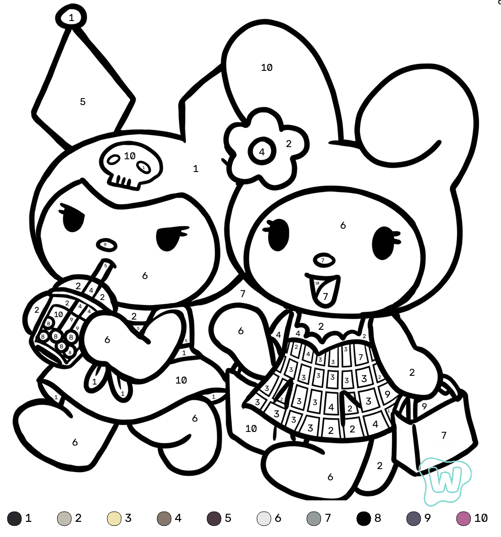 dibujos para colorear grinch Kuromi colorear por números