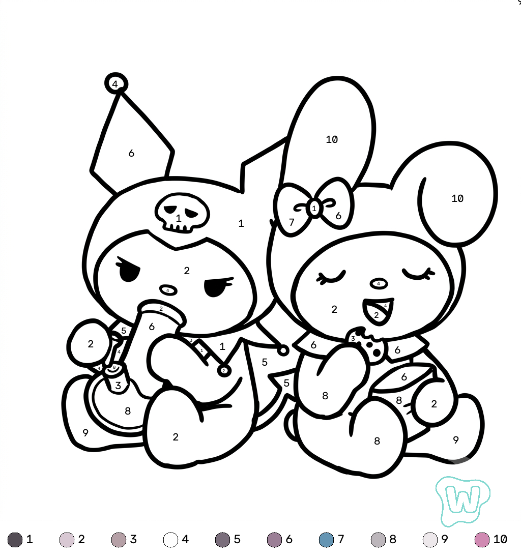 páginas para colorear para imprimir gratis Kuromi colorear por números