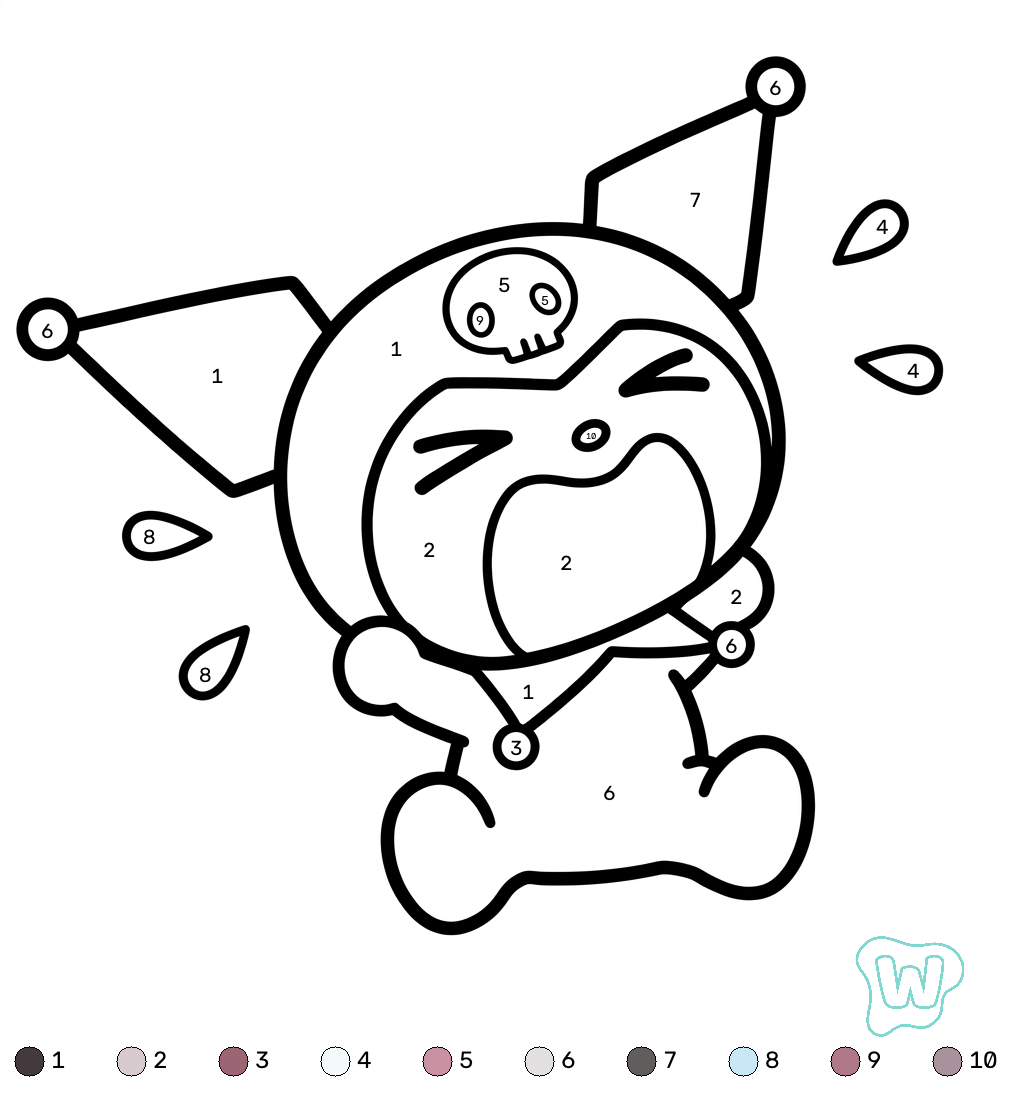 Kuromi colorear por números páginas para colorear para adultos pdf