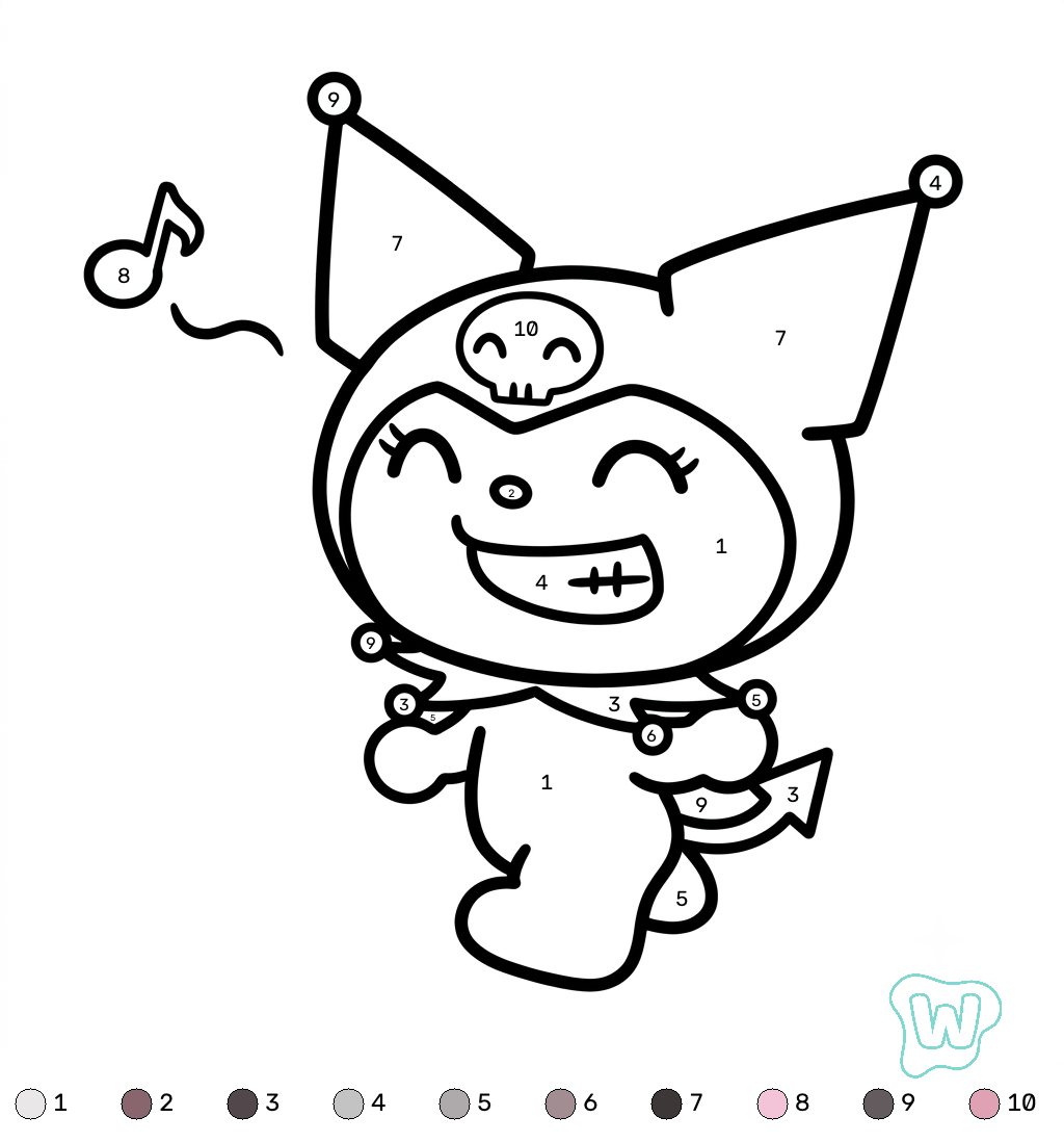 felices páginas para colorear Kuromi colorear por números