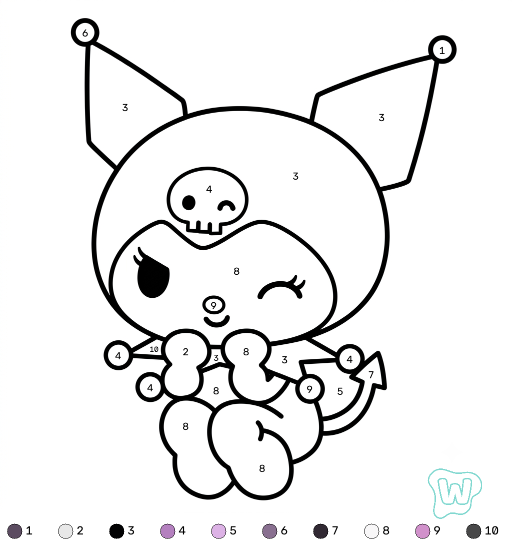 páginas para colorear Kuromi colorear por números