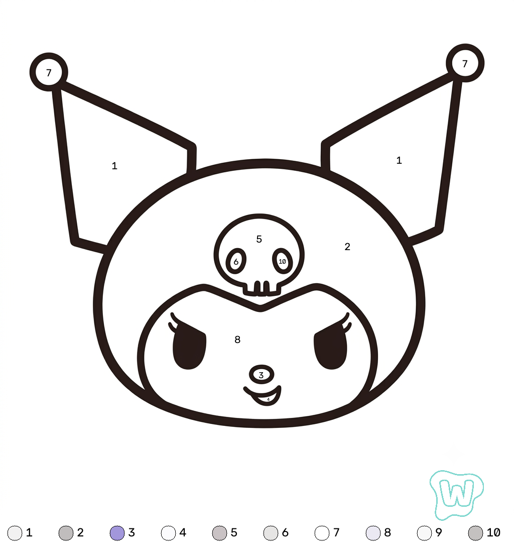 colorear páginas de Kuromi colorear por números