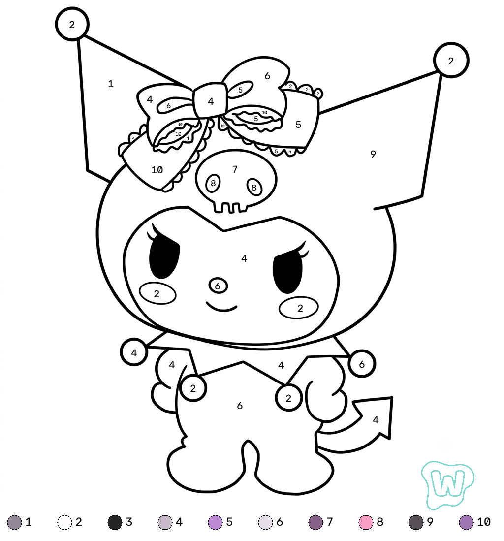 colorear páginas de Kuromi colorear por números 1