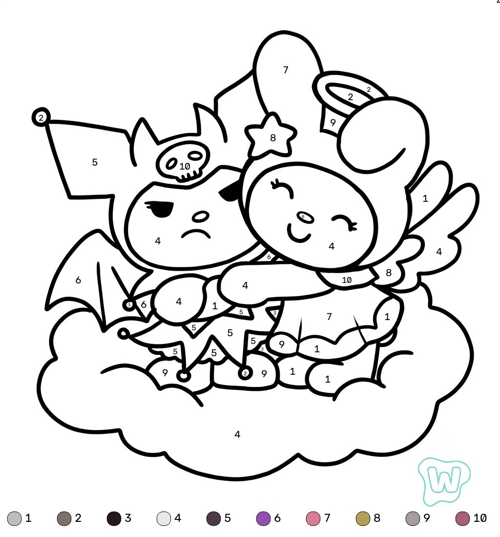 páginas para colorear para niños Kuromi colorear por números 1