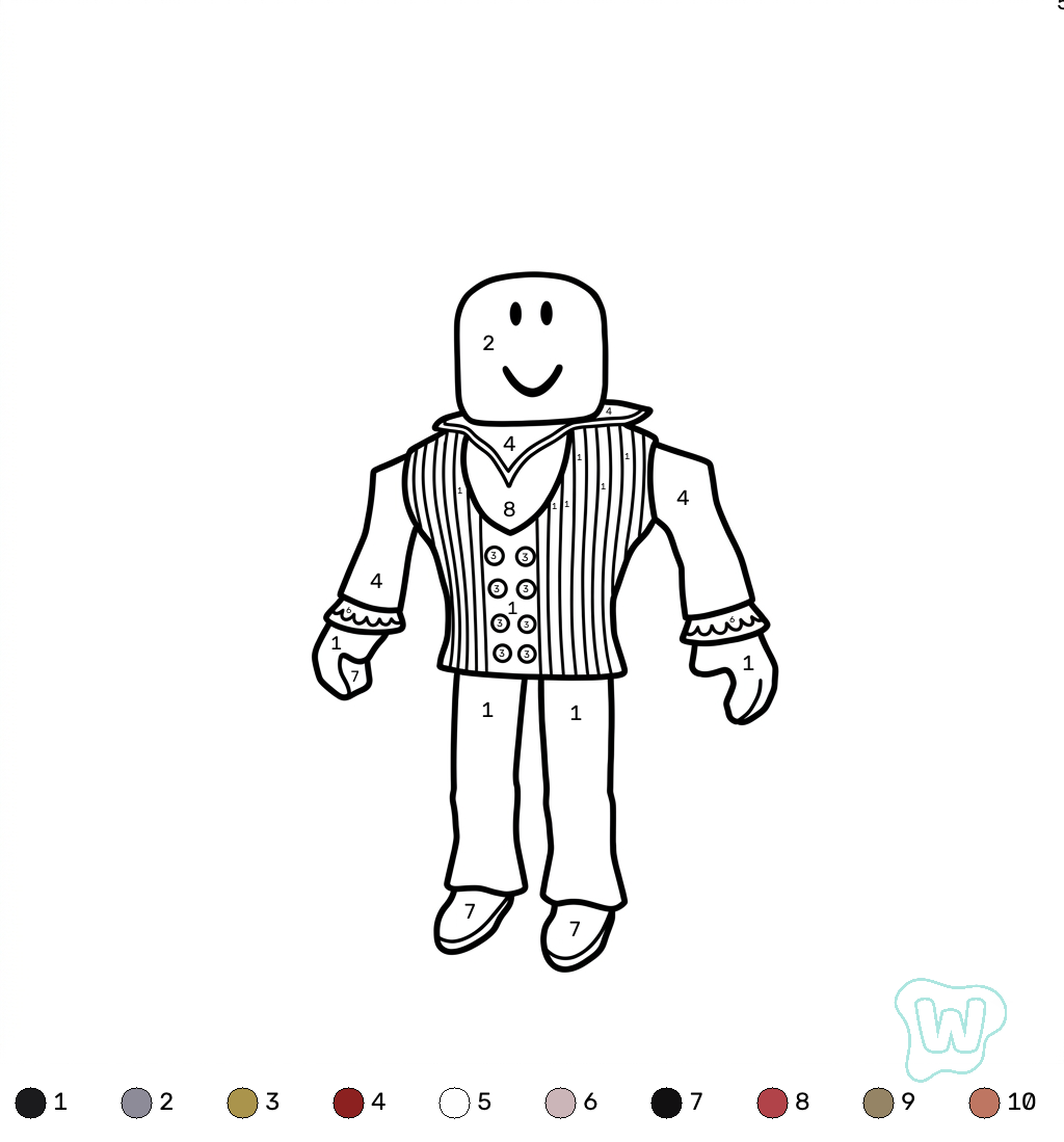 páginas para colorear para niños Nosferatu Roblox coloring by numbers