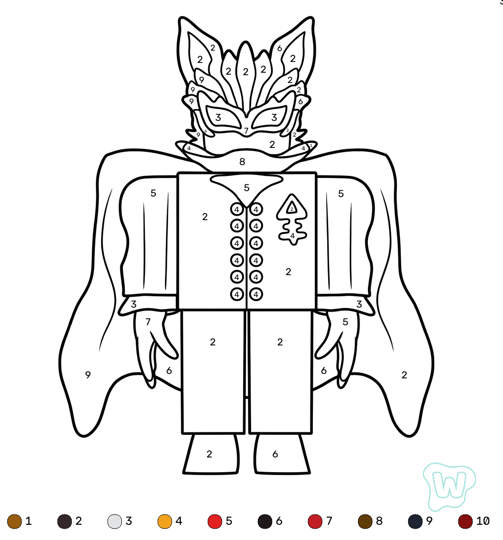 Nosferatu Roblox coloring by numbers para colorear