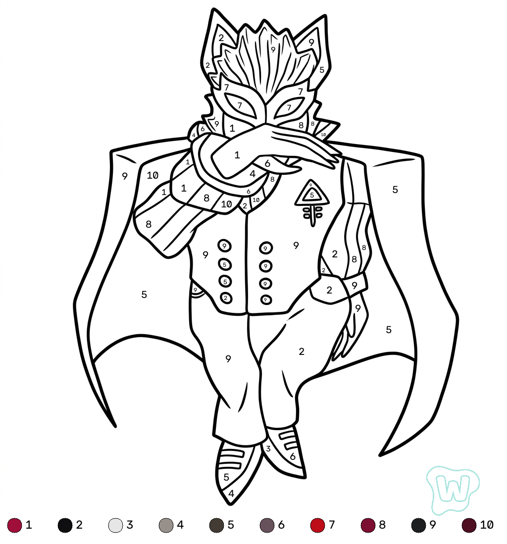 páginas para colorear gratis Nosferatu Roblox coloring by numbers para niños