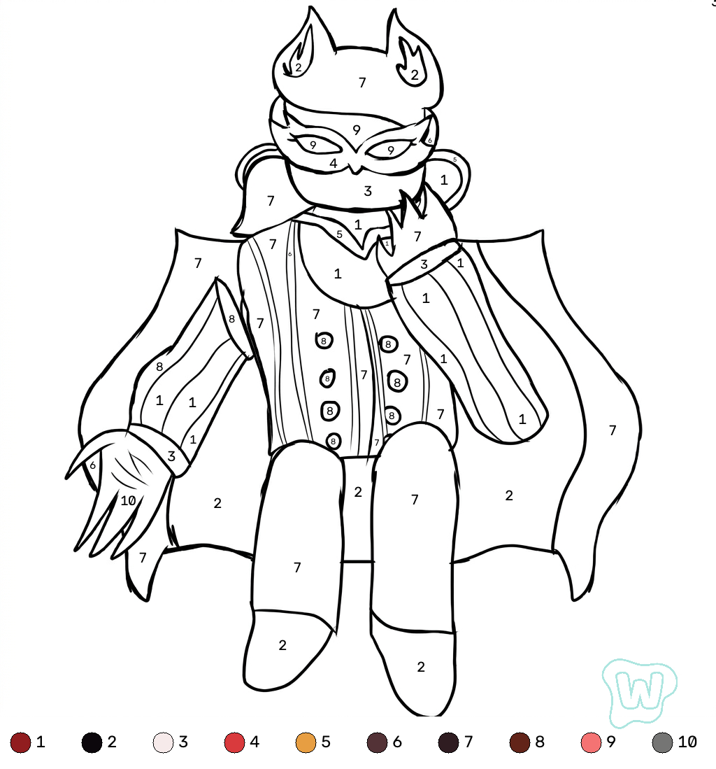 Nosferatu Roblox coloring by numbers páginas para colorear para adultos 1