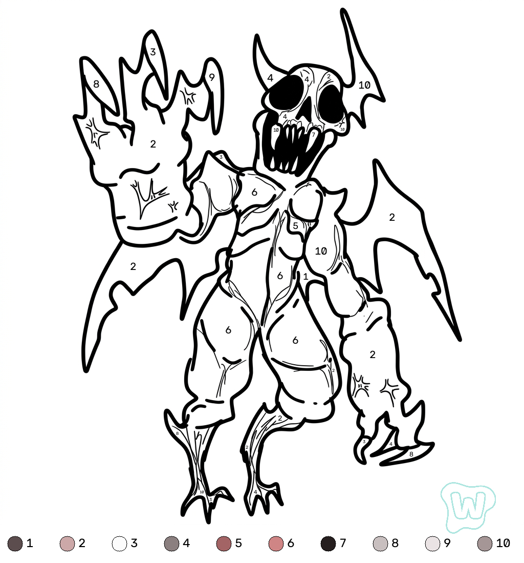 páginas para colorear gratis para adultos Nosferatu Roblox coloring by numbers