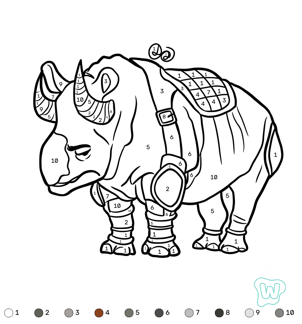 Ravager Minecraft coloring by numbers páginas para colorear para niños