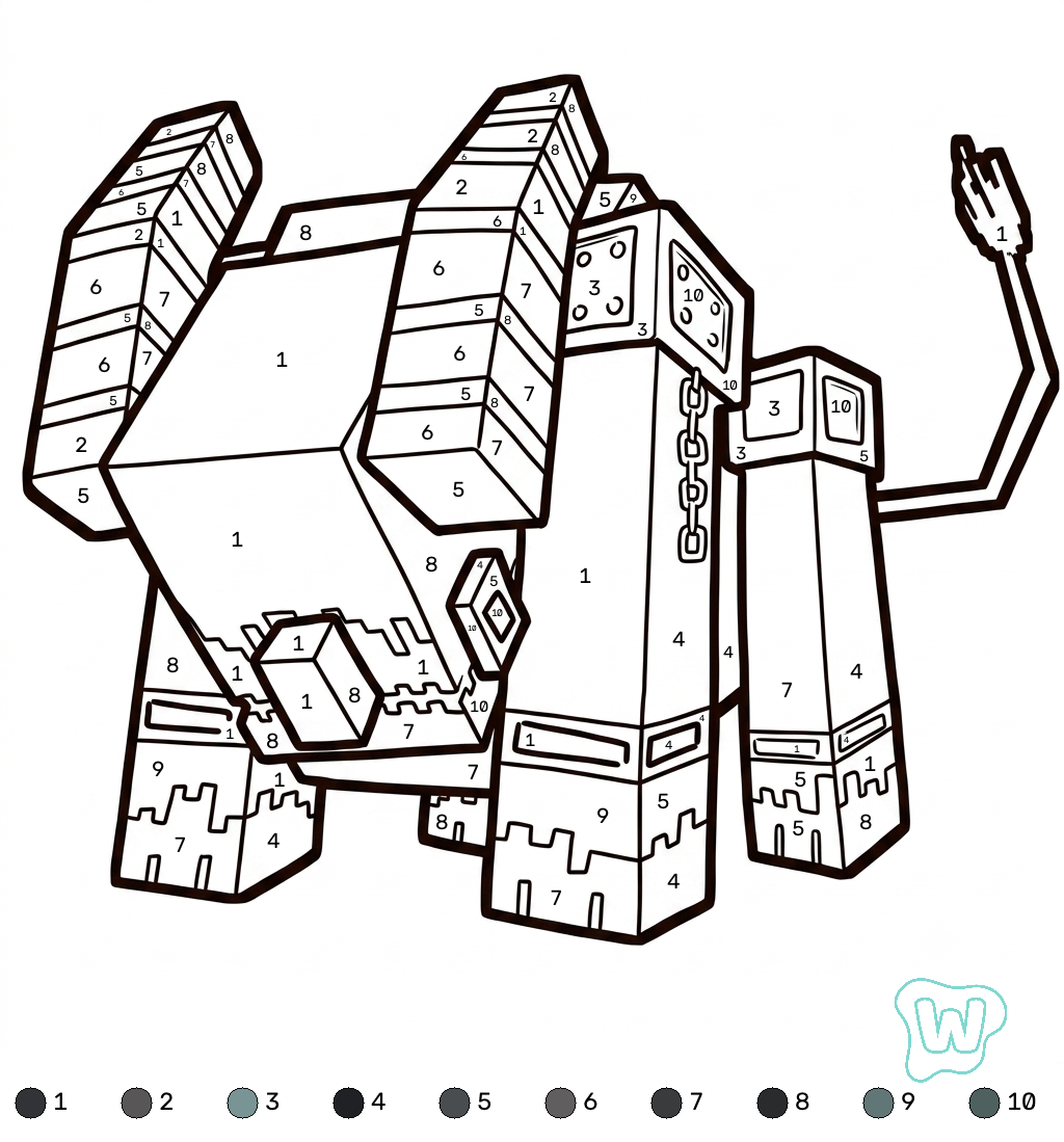 Ravager Minecraft coloring by numbers dibujos para colorear grinch 1