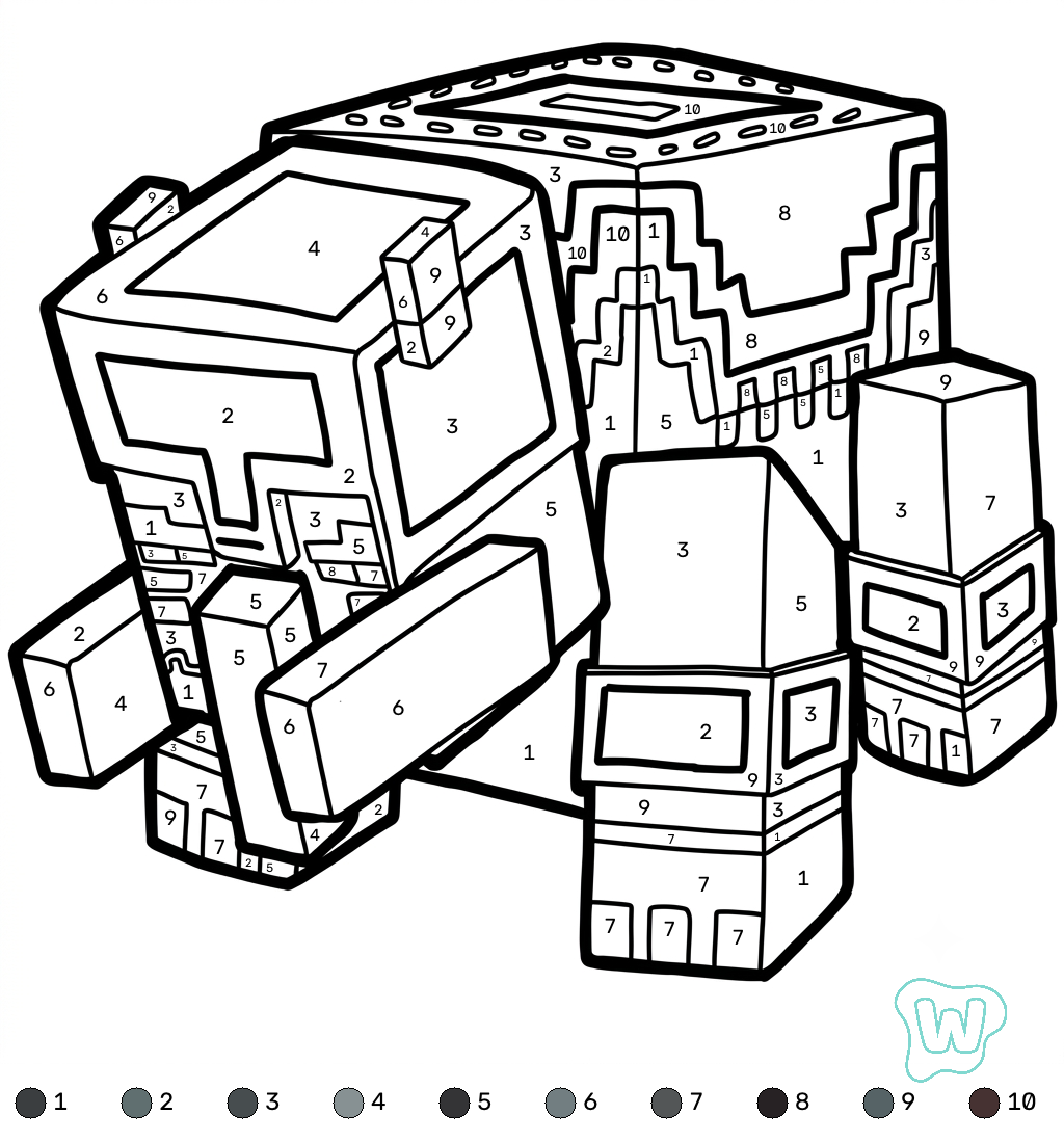 Ravager Minecraft coloring by numbers dibujos para colorear grinch