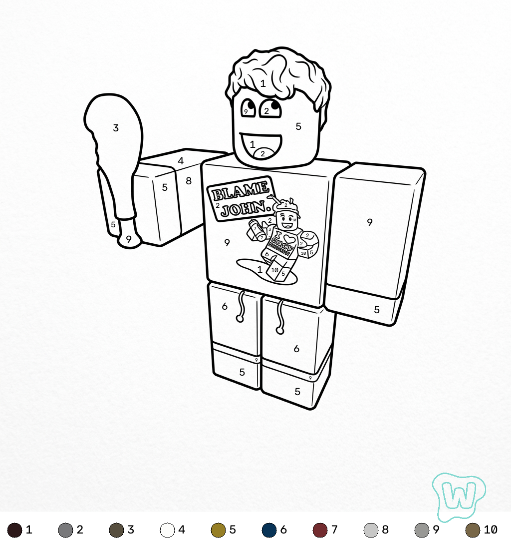 páginas para colorear para Shedletsky Roblox Coloring by Number