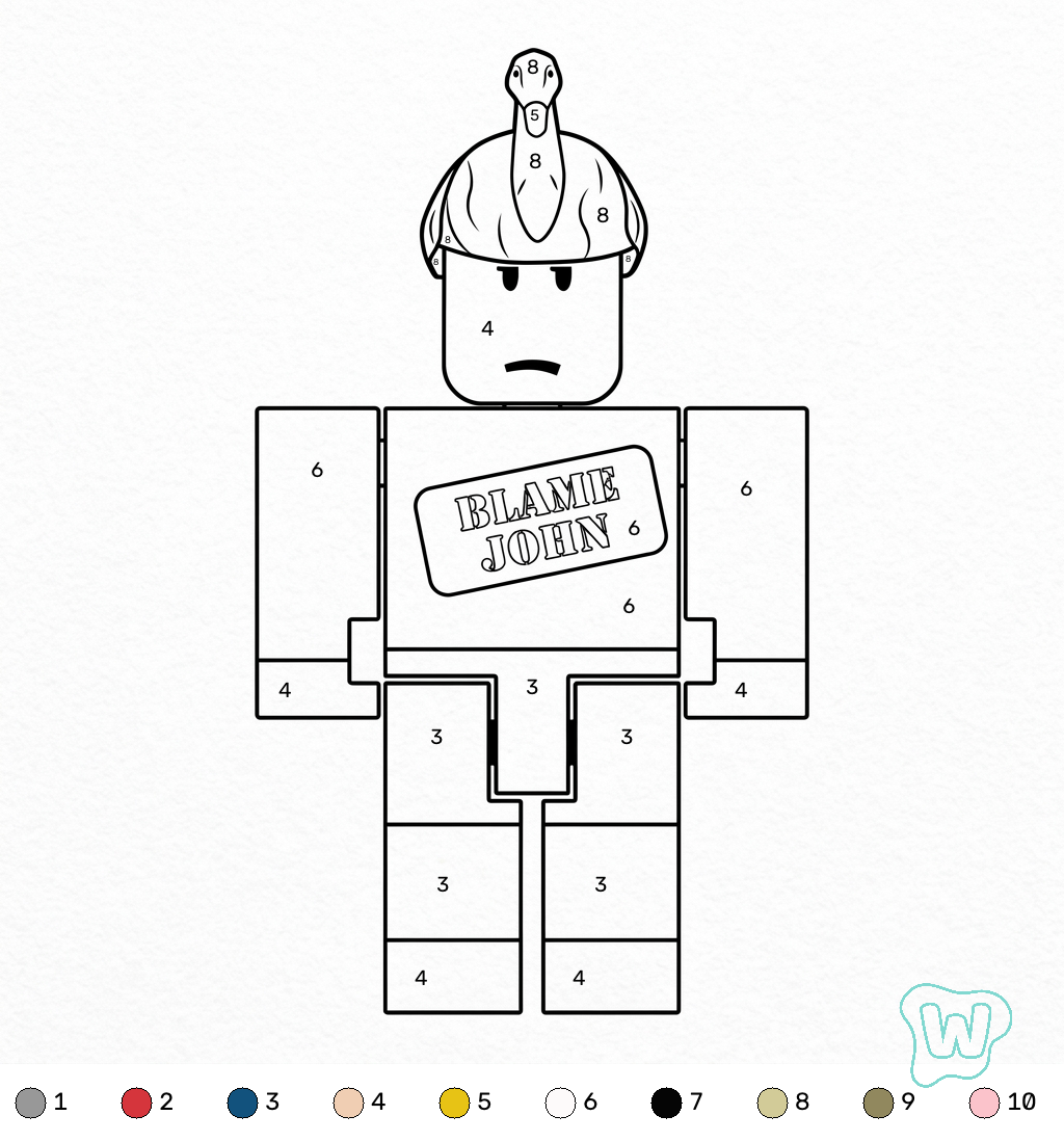 páginas para colorear para Shedletsky Roblox Coloring by Number 1