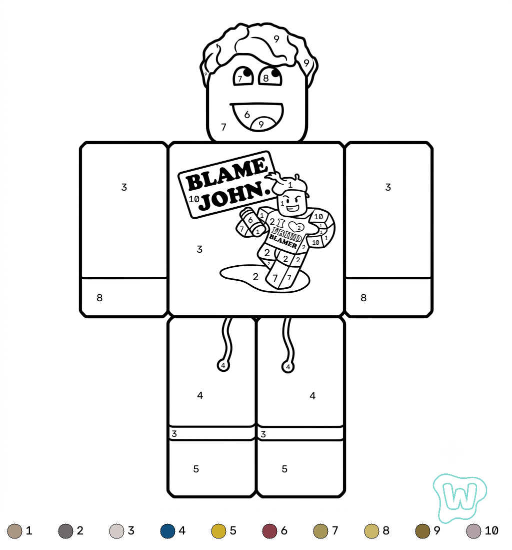 páginas para colorear fáciles de Shedletsky Roblox Coloring by Number