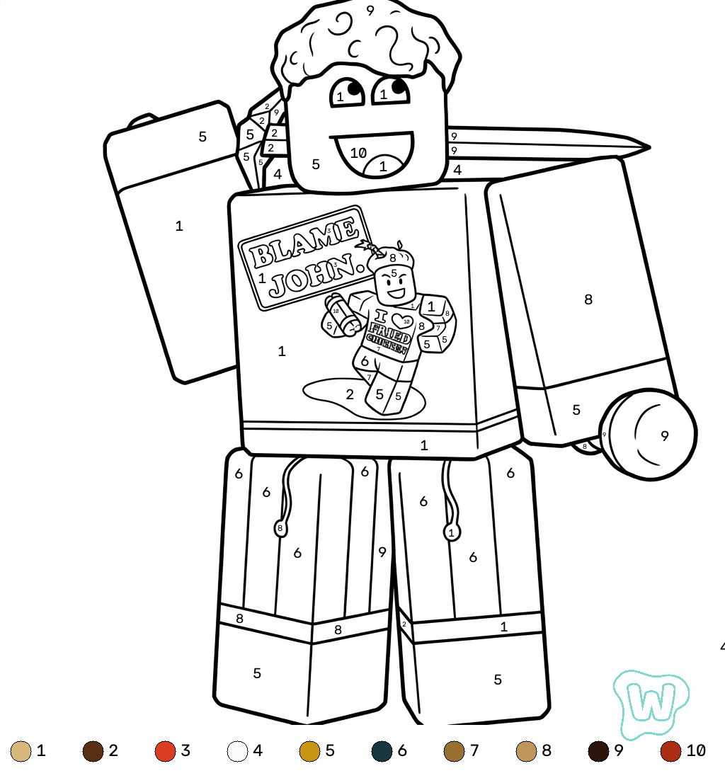 PDF gratis Shedletsky Roblox Coloring by Number 1