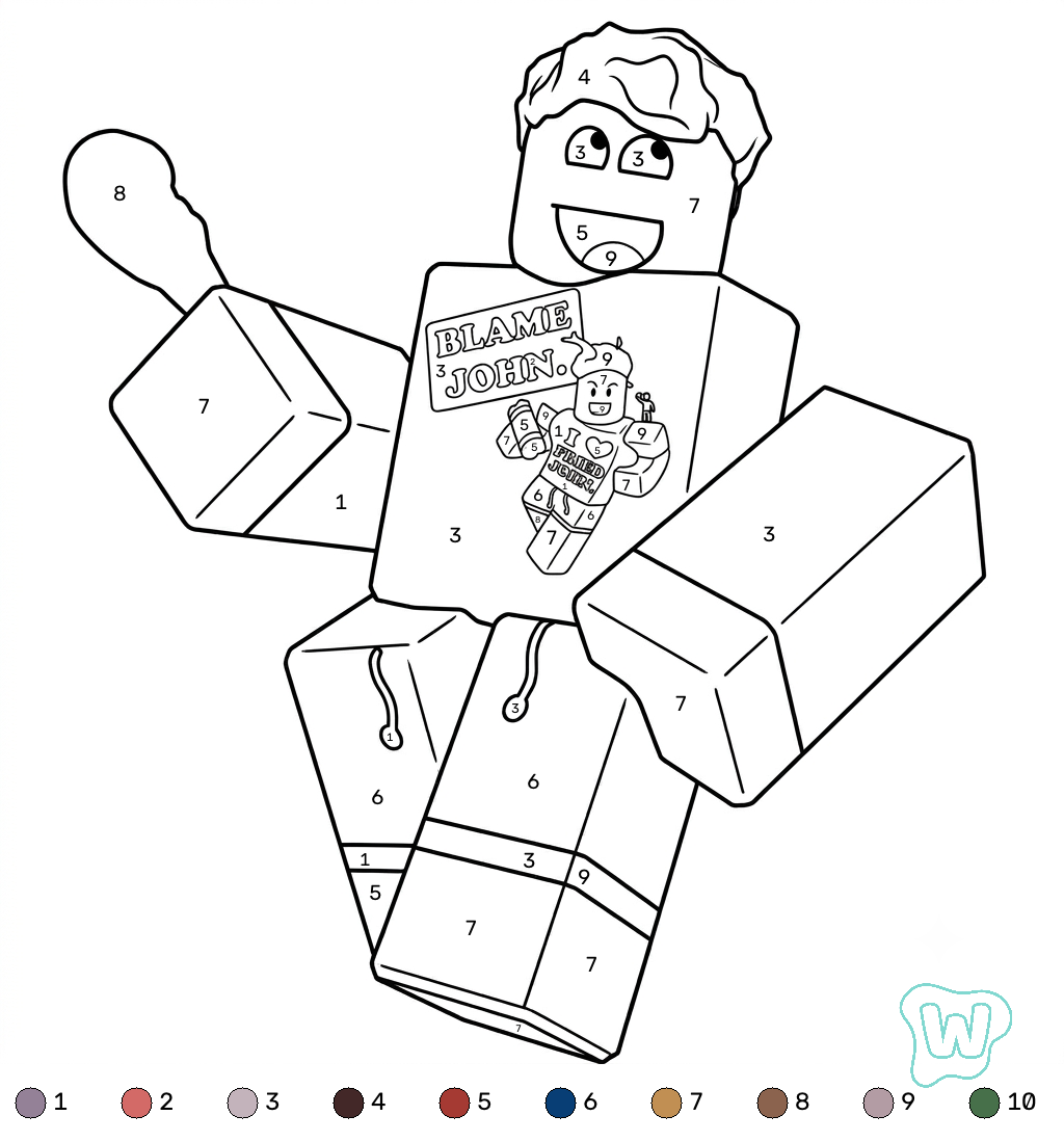 Shedletsky Roblox Coloring by Number para colorear y Imprimir PDF gratis