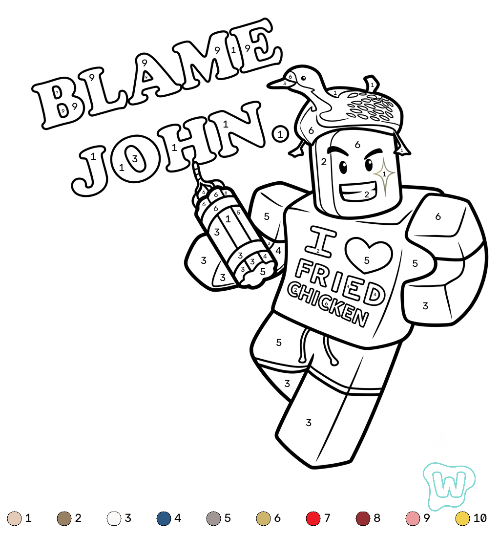 colorear y Imprimir PDF gratis Shedletsky Roblox Coloring by Number