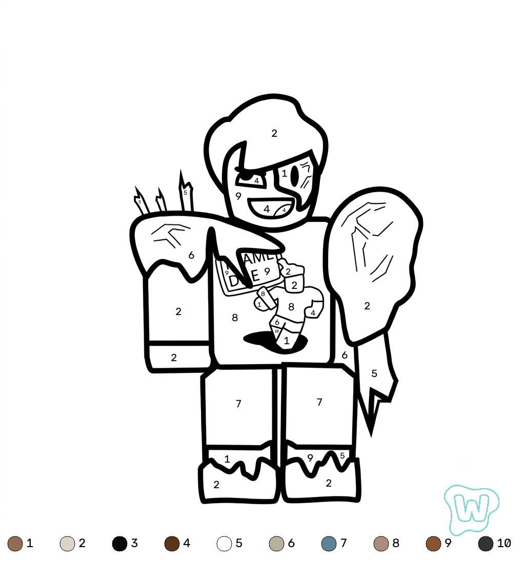 páginas para colorear de preescolar Shedletsky Roblox Coloring by Number