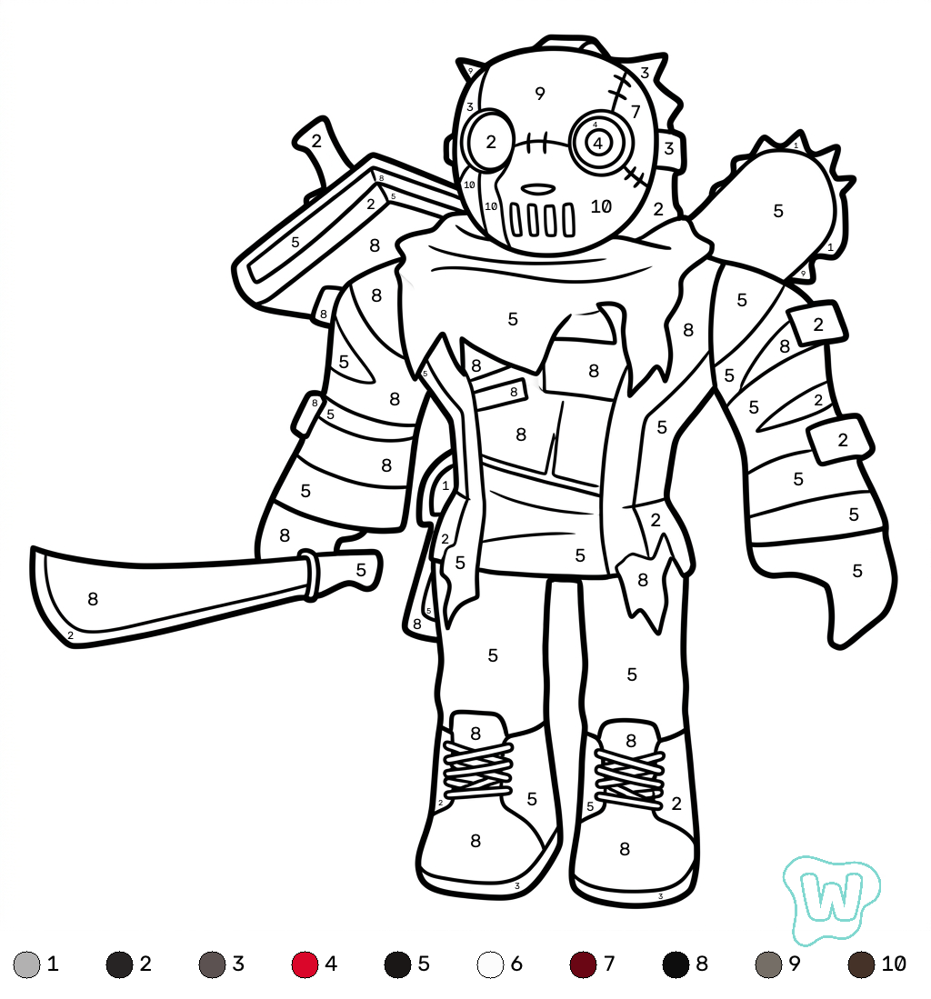 dibujos para colorear grinch Slasher Roblox coloring by numbers