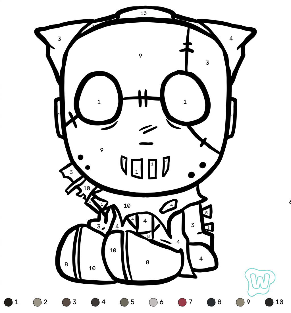 Slasher Roblox coloring by numbers páginas para colorear gratis