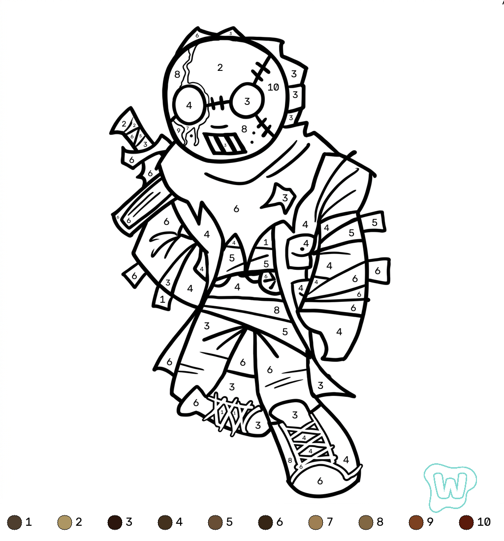 colorear y Imprimir PDF Slasher Roblox coloring by numbers