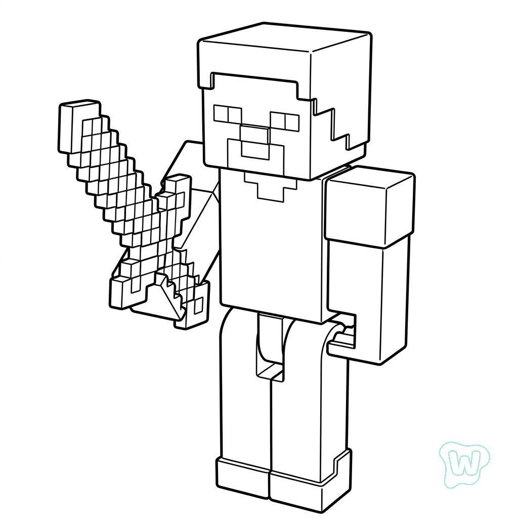 Steve Minecraft páginas para colorear para adultos