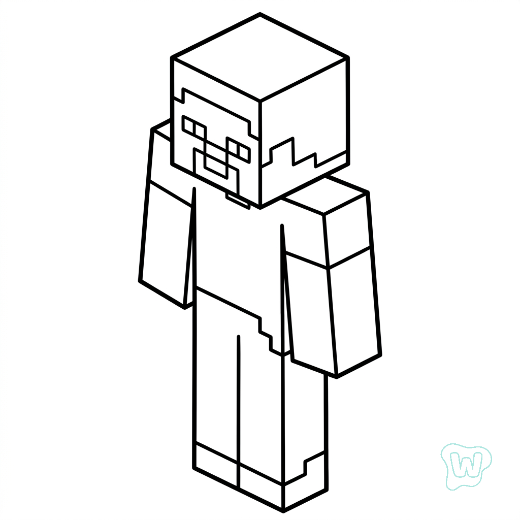 lindas páginas para colorear Steve Minecraft 2
