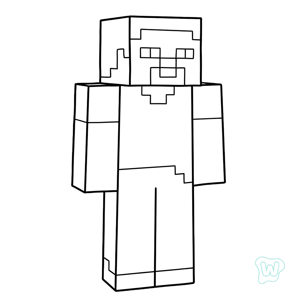 lindas páginas para colorear Steve Minecraft 1
