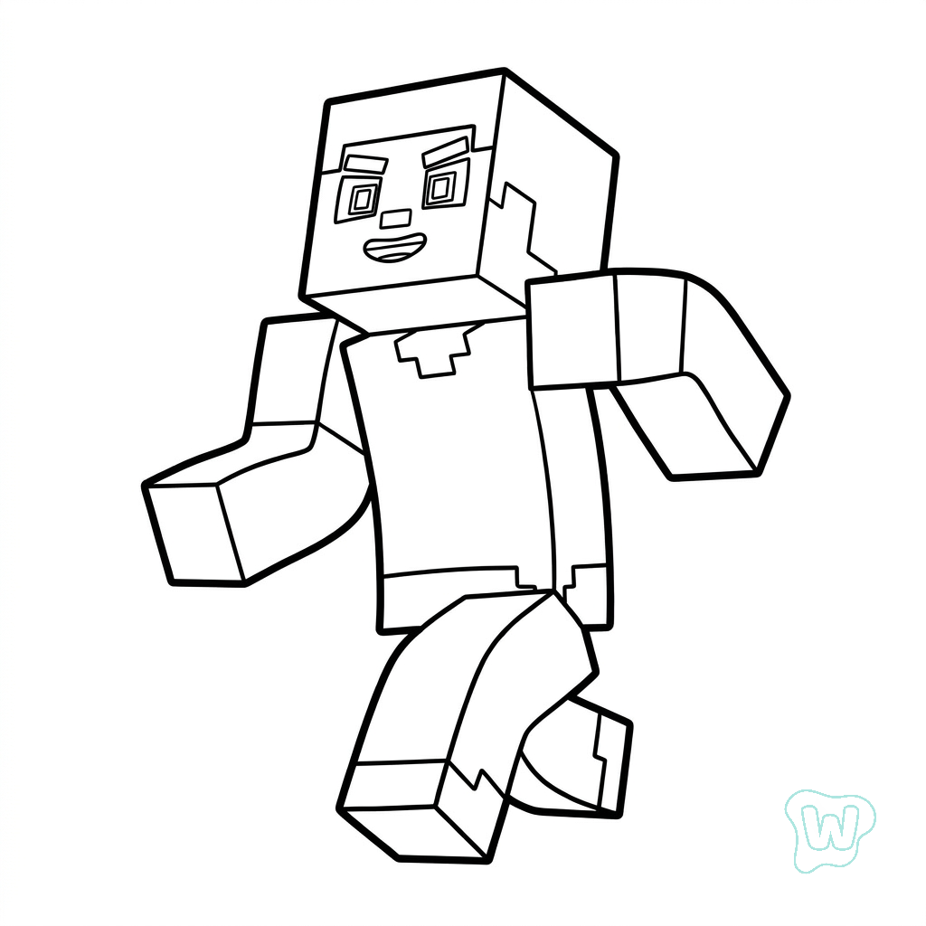 lindas páginas para colorear Steve Minecraft