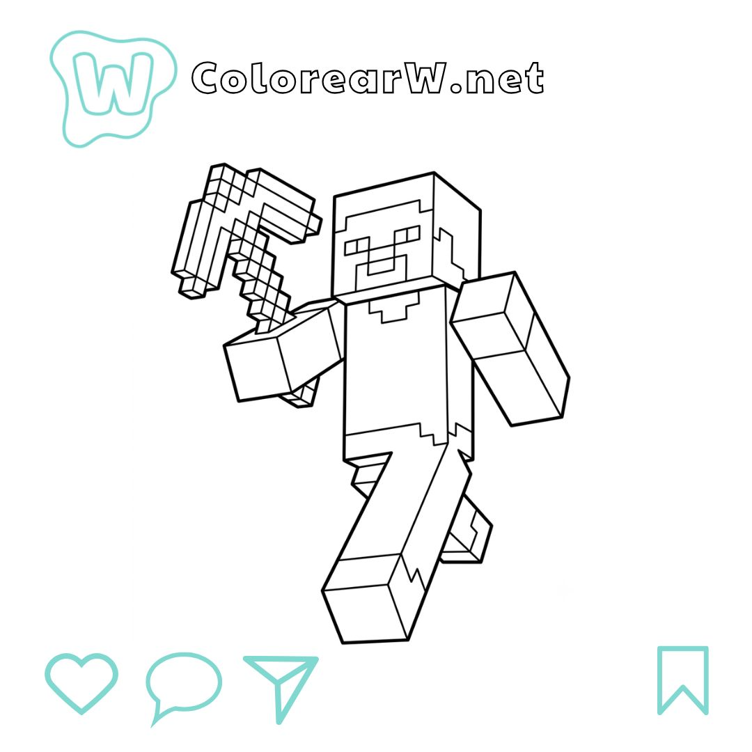 Steve Minecraft para colorear (PDF para imprimir gratis) thumbnail