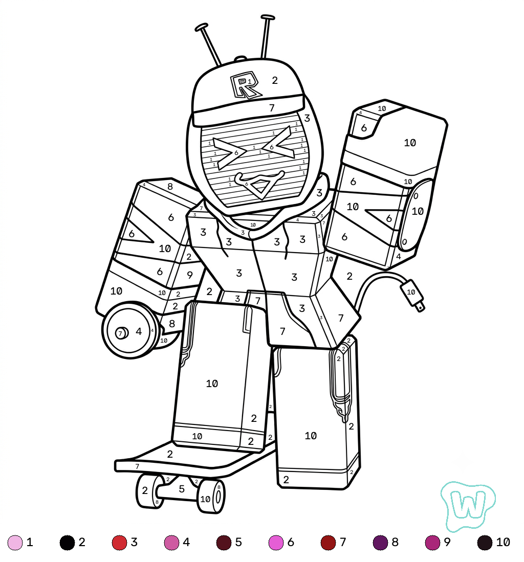 páginas para colorear gratis Veeronica Roblox coloring by numbers pdf