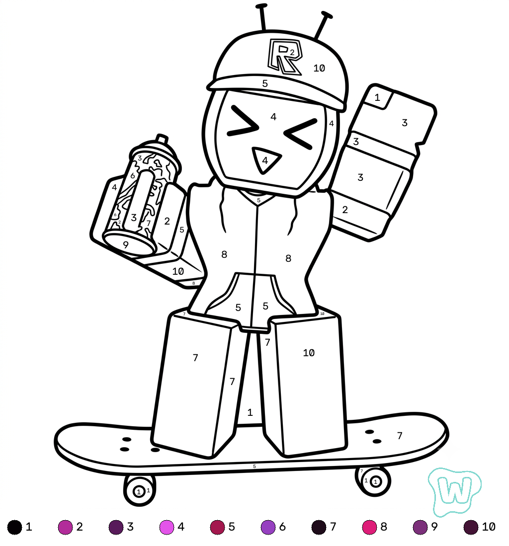 Veeronica Roblox coloring by numbers para colorear y Imprimir PDF gratis