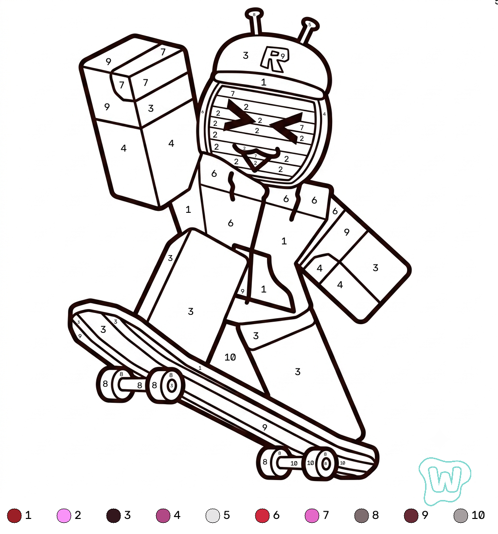 Veeronica Roblox coloring by numbers páginas para colorear para adultos fáciles