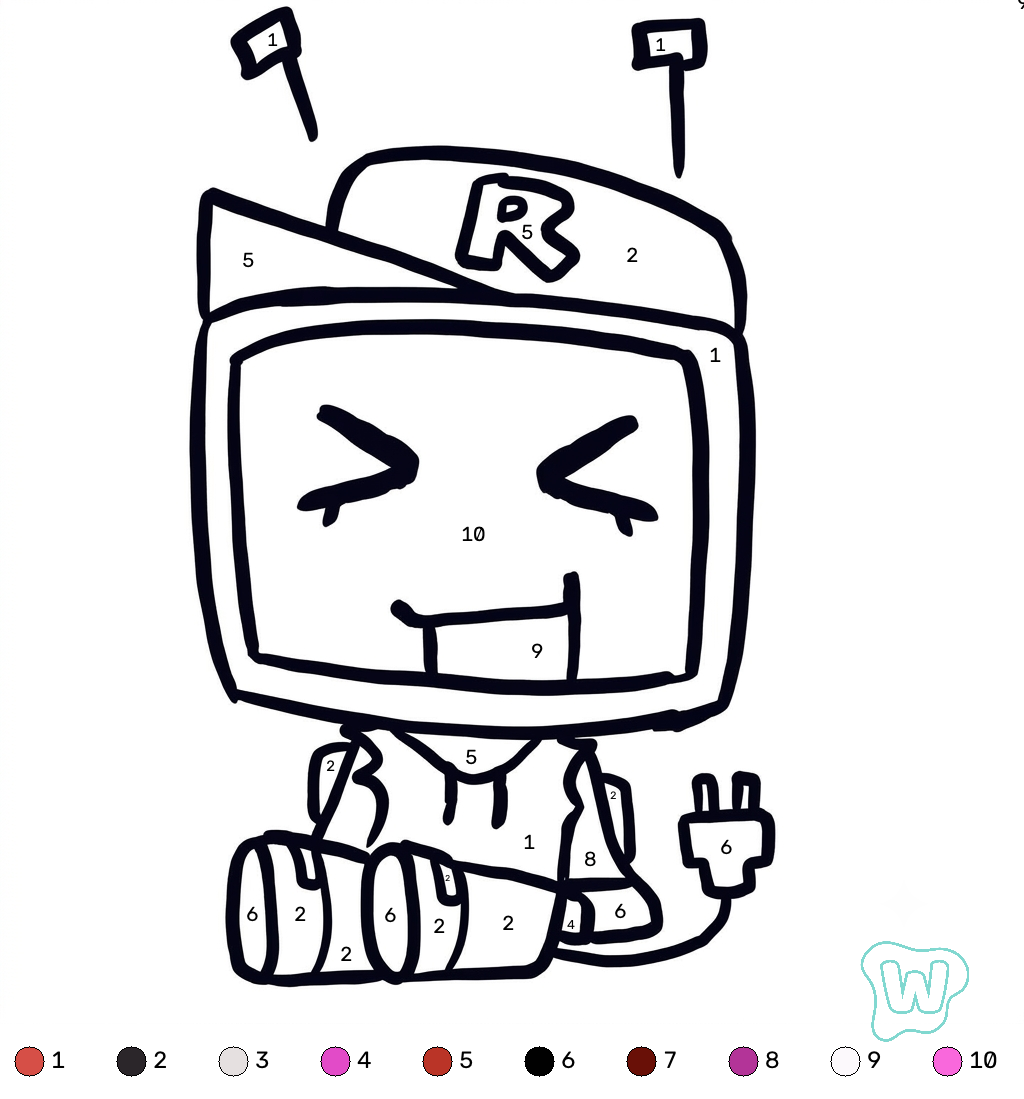 colorear y Imprimir PDF Veeronica Roblox coloring by numbers