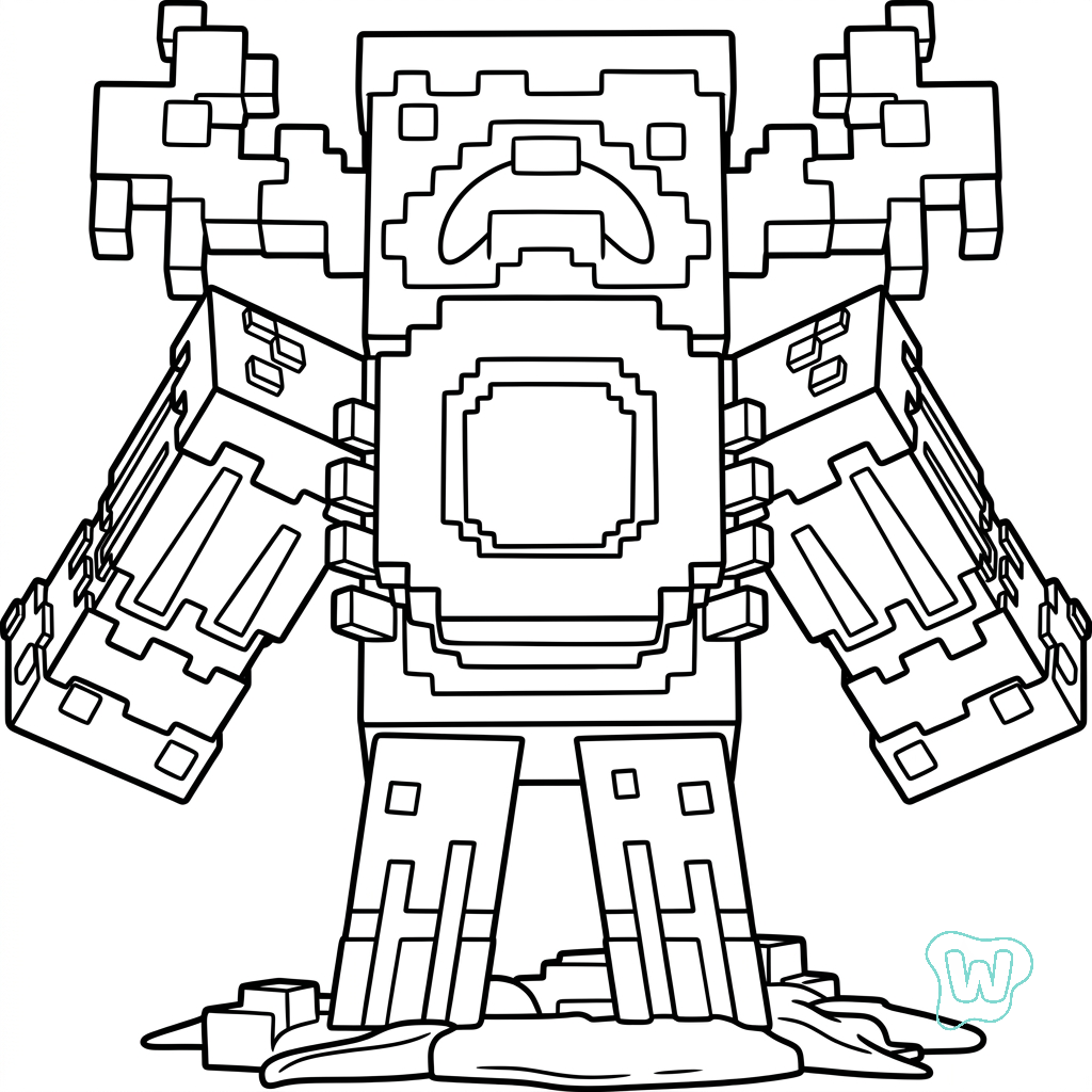 páginas para colorear imprimibles Warden Minecraft