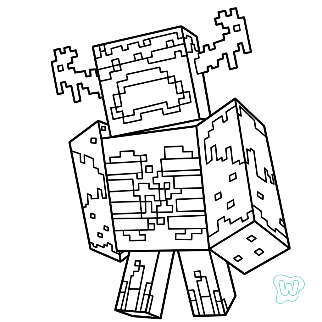 colorear páginas de Warden Minecraft