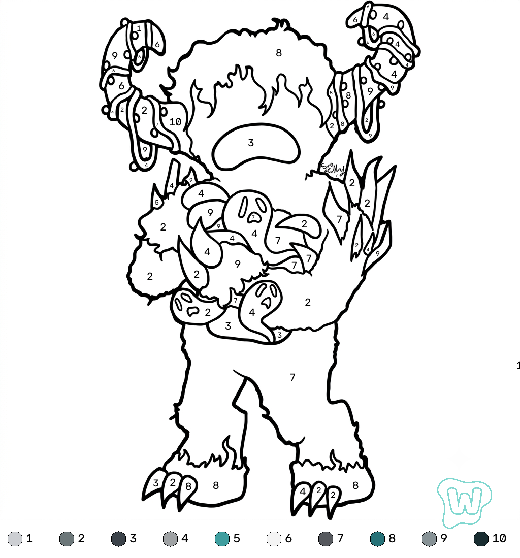 páginas para colorear lindas y fáciles de Warden Minecraft coloring by numbers