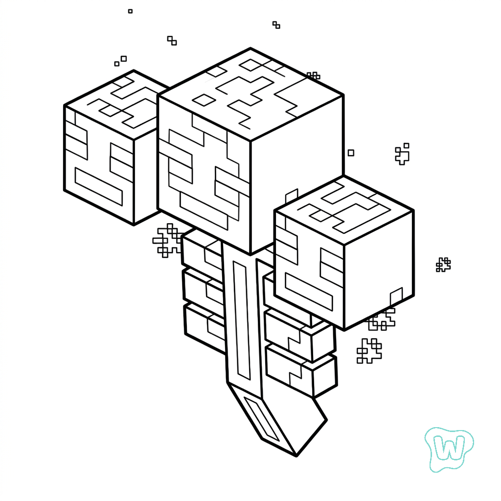 páginas para colorear gratis Wither Minecraft