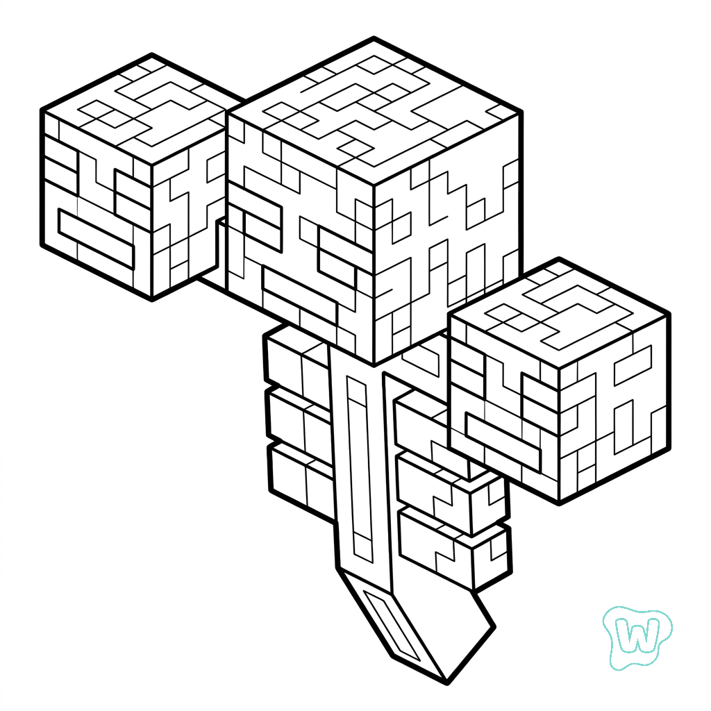 páginas para colorear imprimibles Wither Minecraft