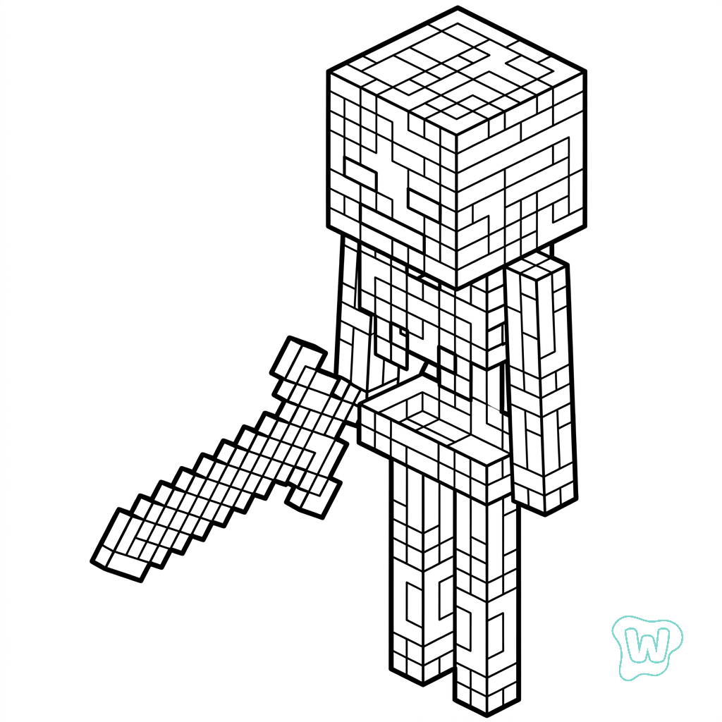 Wither Minecraft páginas para colorear para adultos