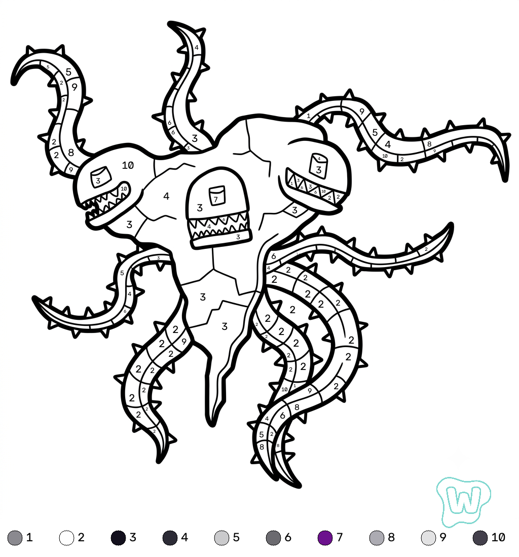 páginas para colorear gratis Wither Storm Minecraft coloring by numbers pdf 1