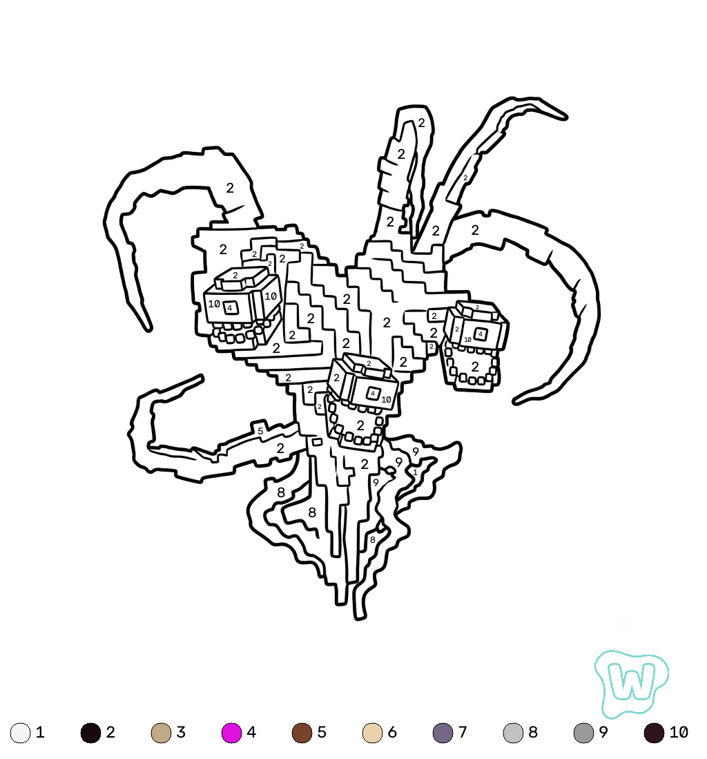 dibujos para colorear grinch Wither Storm Minecraft coloring by numbers