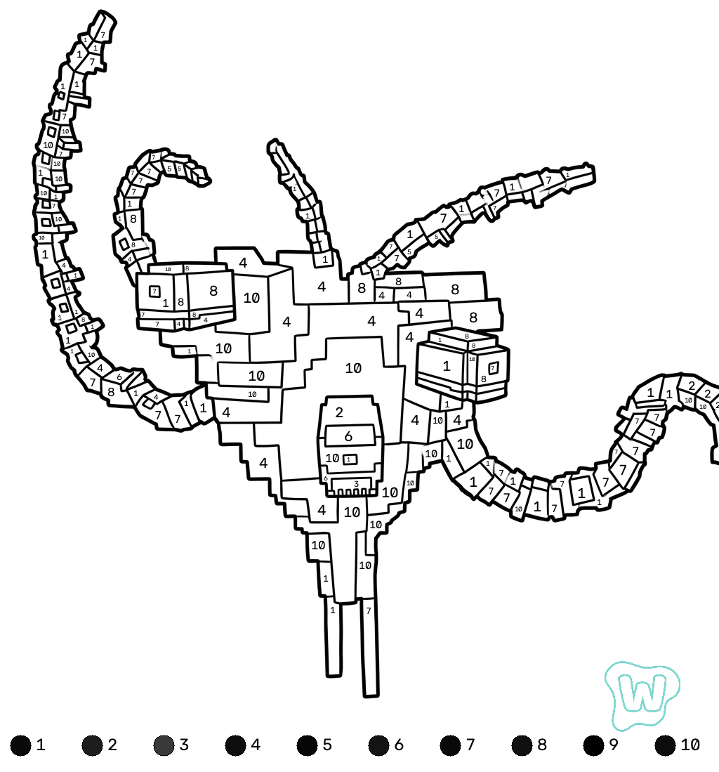 para colorear Wither Storm Minecraft coloring by numbers